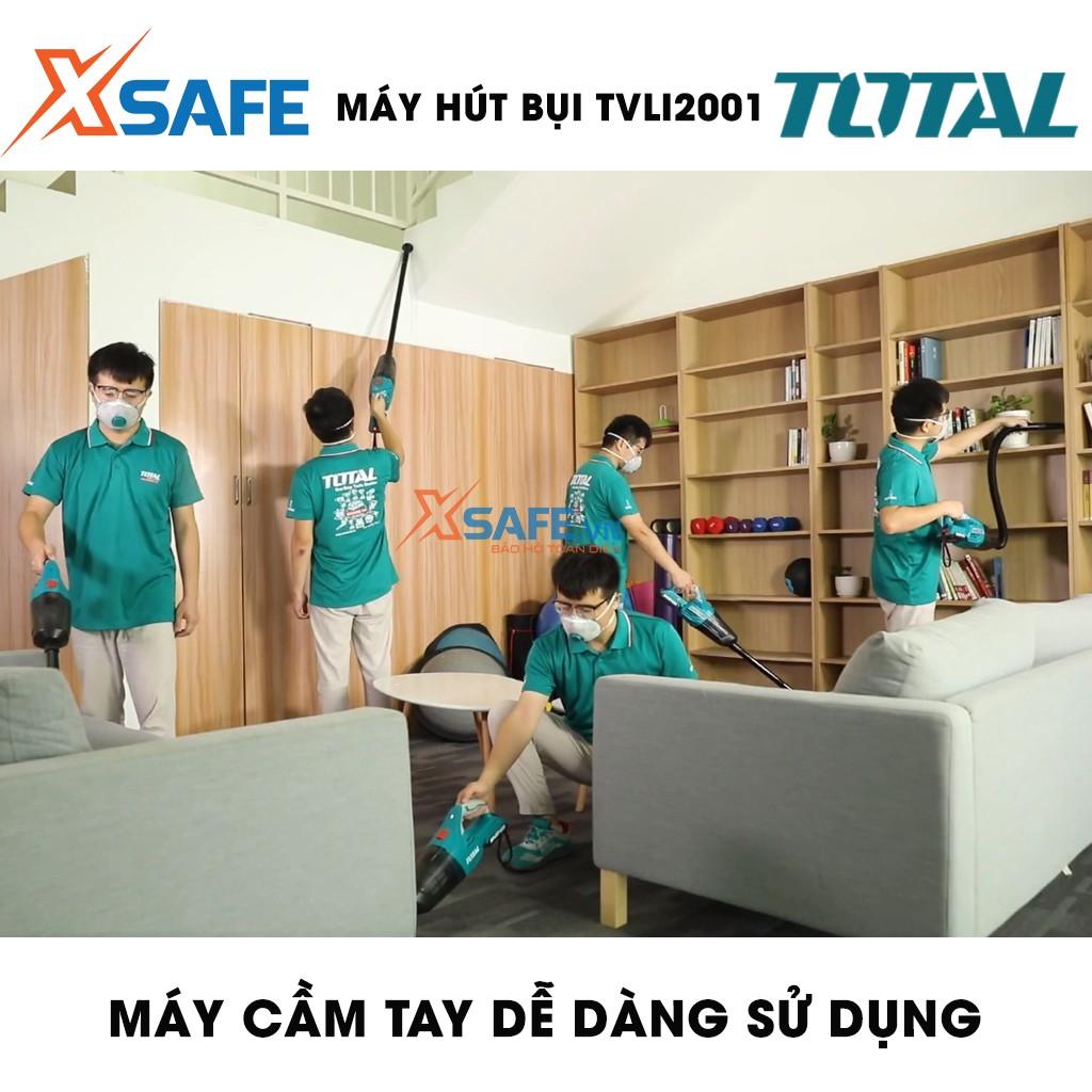 Máy hút bụi dùng pin Lithium 20V TOTAL TVLI2001 Kèm pin 20V 4A.h Sạc nhanh, 1 ống mềm, 1 bàn chải sàn và 2 ống nhựa Hàng chính hãng