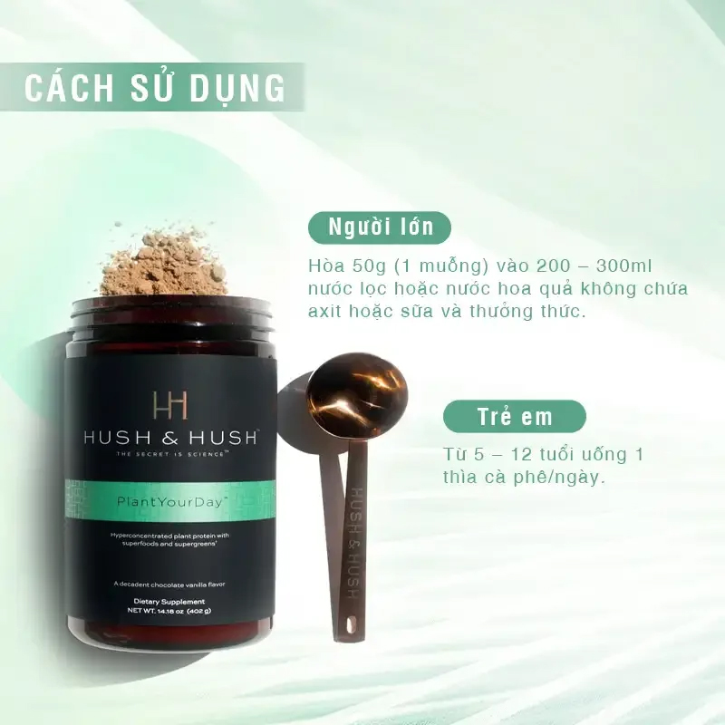 Bột Protein Thuần Chay Cung Cấp Vitamin Hush And Hush Plant Your Day 402g