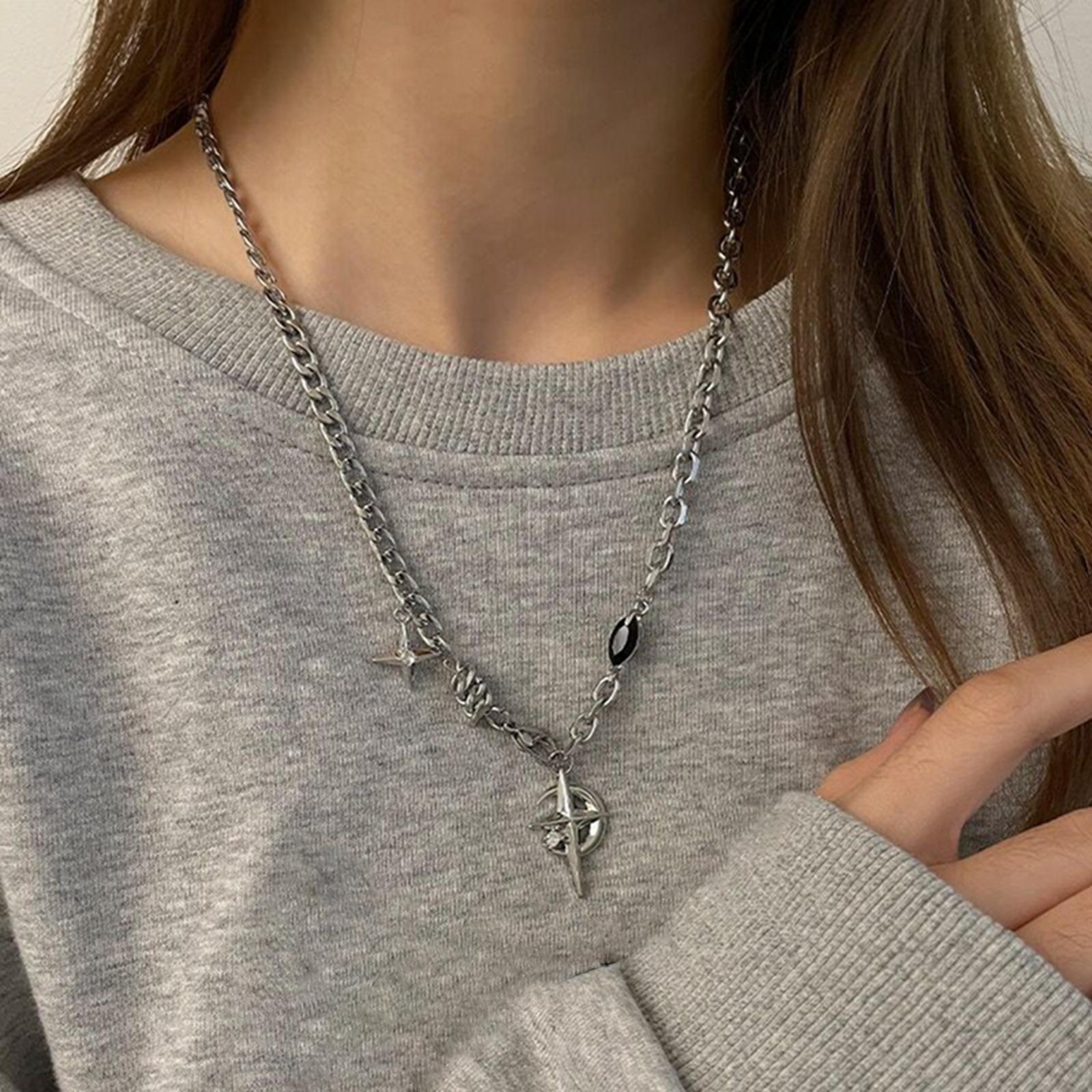 Pendant Necklace Punk Sweater Chain Necklace for Women and Men Festival Gift
