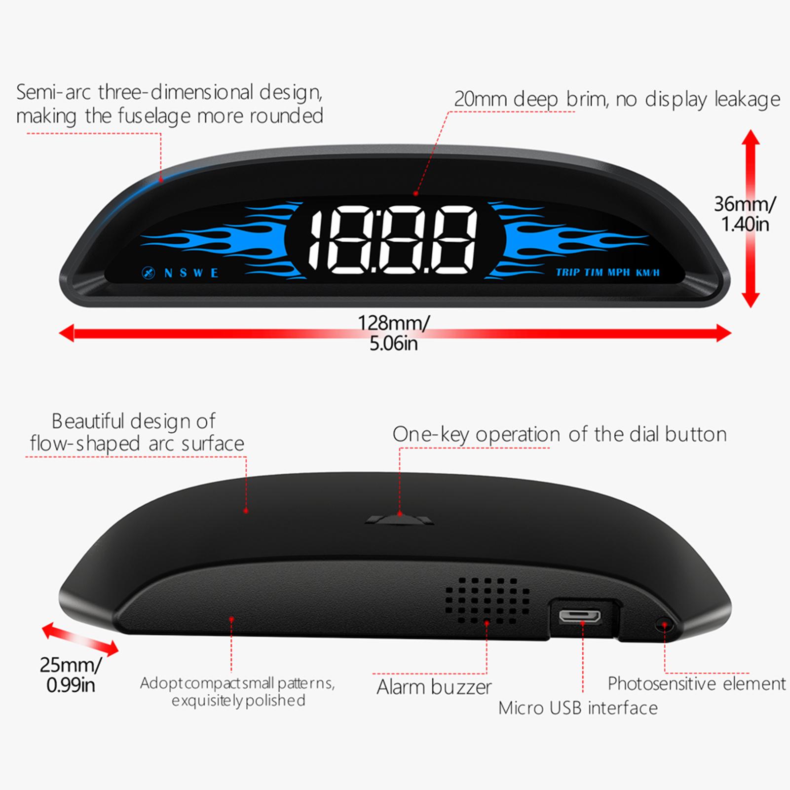 Car HUD Head-up Display Digital GPS Navigation Speedometer GPS Dual System with Overspeed Alarm Fatigue Driving Alarm