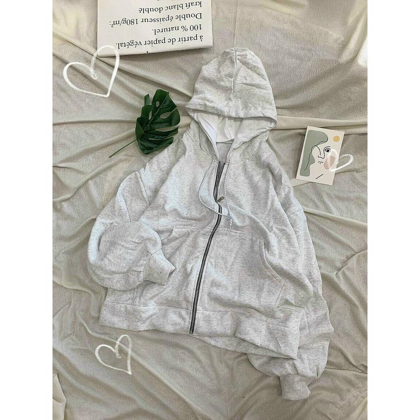 ÁO KHOÁC NỮ UNISEX FORM RỘNG CHẤT NỈ NGOẠI MỀM MỊN DÂY KÉO CỰC DUYÊN