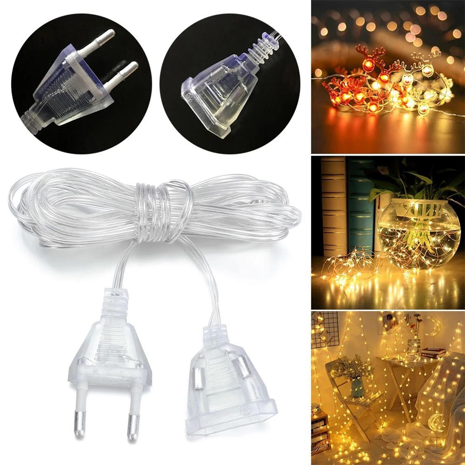 LED Light Power Extension Cord Extension Cable Plug Connector for Holiday