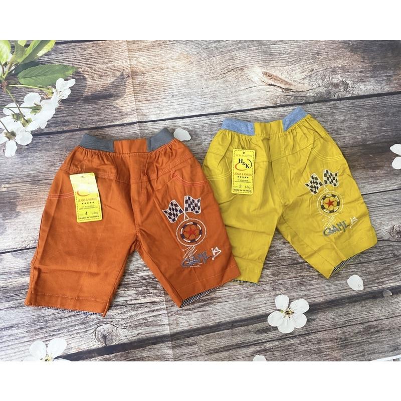 Quần Bé Trai Size 13-25Kg, 2 Tuổi Đến 7 Tuổi, Quần Jean Thêu Bóng Cờ, Quần Short Co Giãn