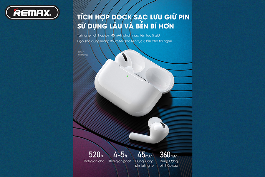 Tai nghe True Wireless Cao Cấp REMAX WK-A7, Thời Gian Nghe 6 Tiếng, Bluetooth 5.0, Sạc Pin 30 Phút, Âm Thanh Chân Thực - Hàng Chính Hãng