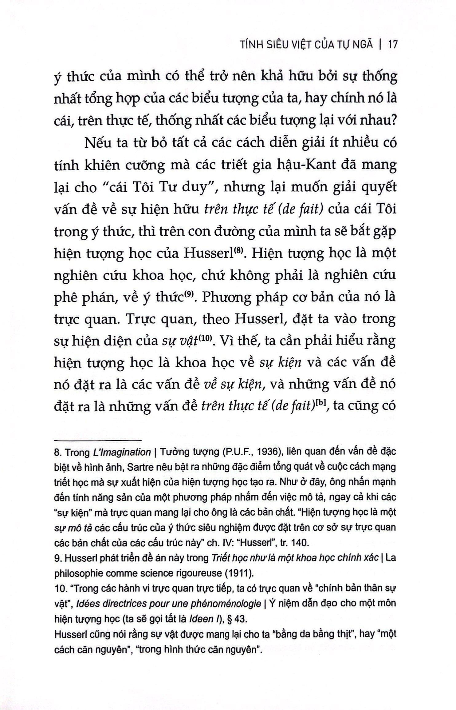 Tính Siêu Việt Của Tự Ngã - Phác Thảo Một Mô Tả Hiện Tượng Học