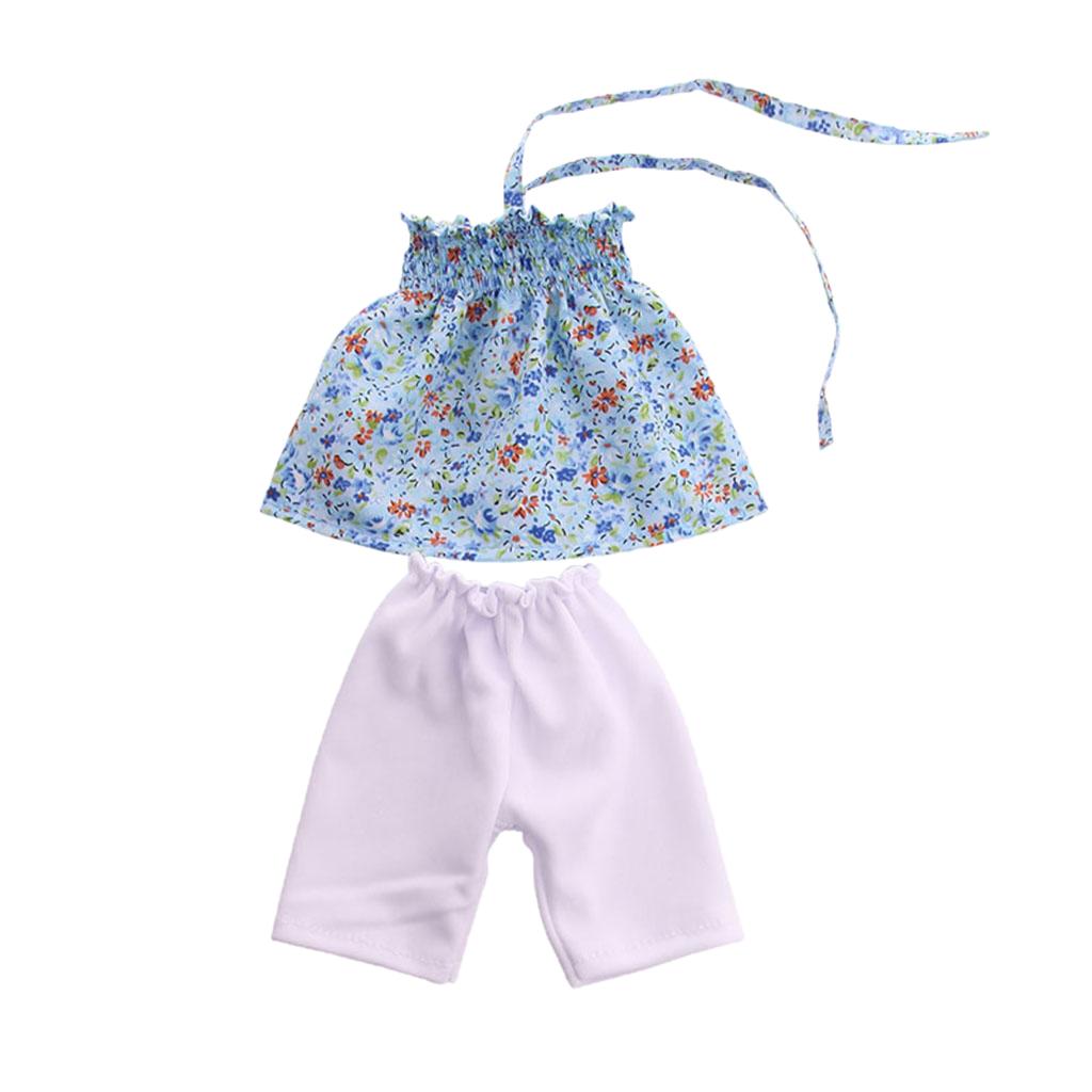 Adorable 18inch Doll Off-shoulder Floral Top Pants for AG American Doll Doll