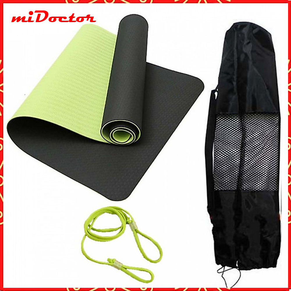 Thảm Yoga miDoctor Dày 6mm + Bao Thảm Yoga +Dây Buộc Thảm Yoga (Giao màu ngẫu nhiên)