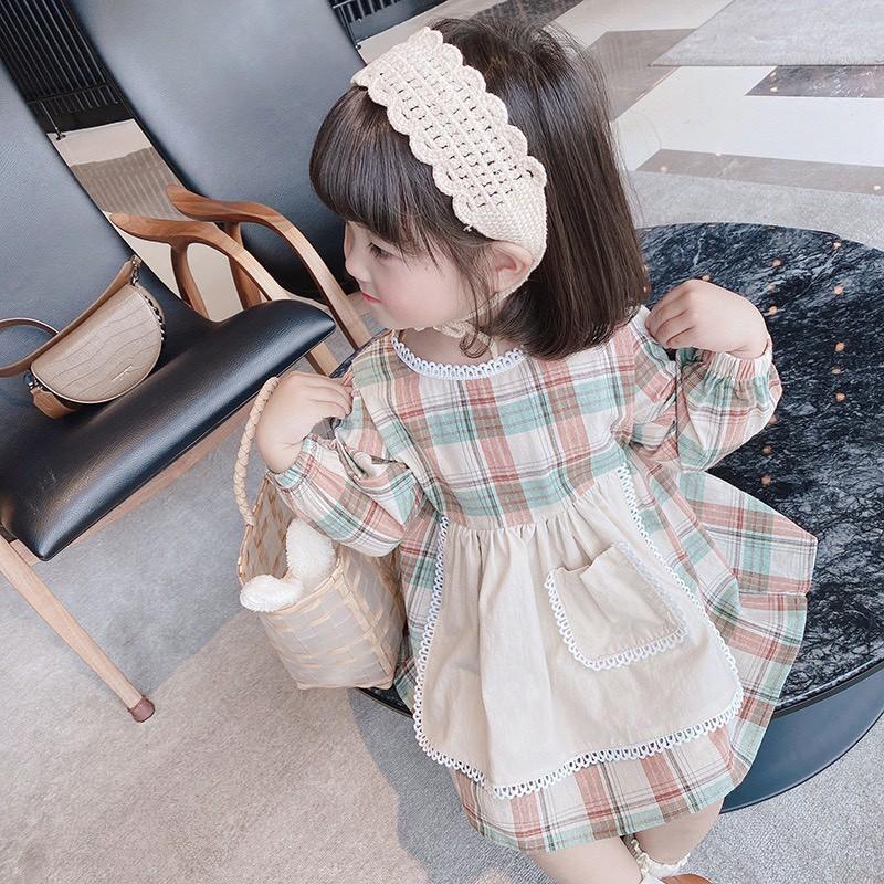 Váy kẻ caro cho bé gáiVáy chất liệu đũi mềm mại thoáng mát