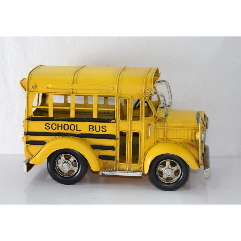 Mô hình xe buýt trường học/ Vintage Metal School Bus Handmade Decoration (0810E-1053)