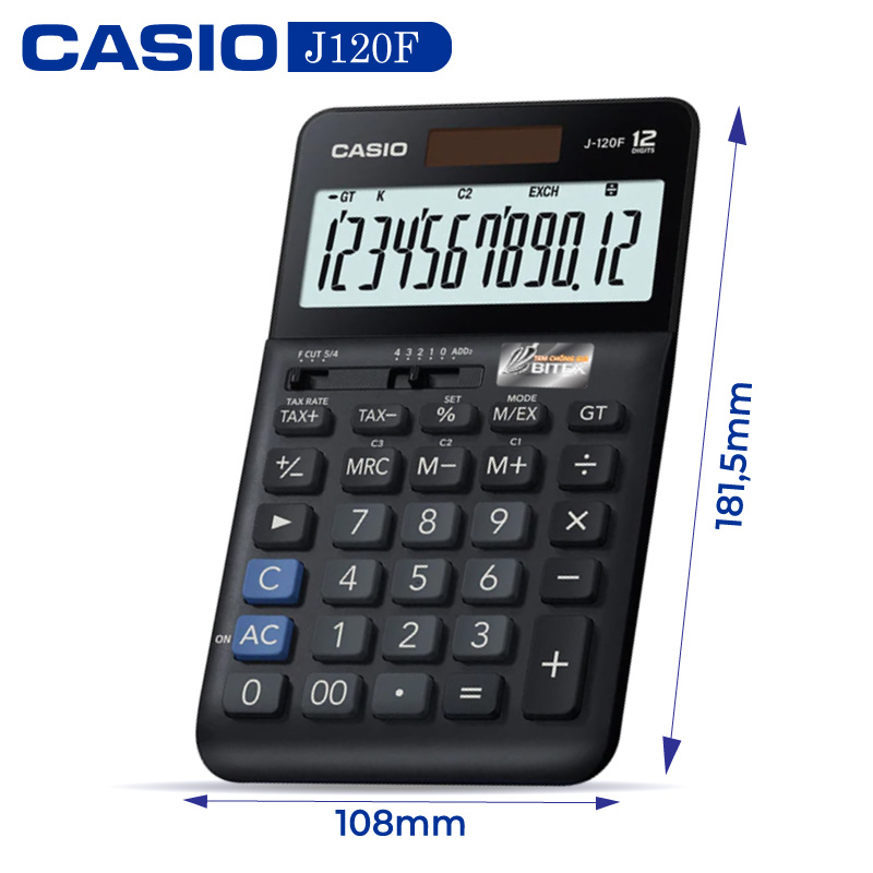 Máy tính Casio J-120F, Bảo hành 7 năm - Hàng chính hãng Bitex