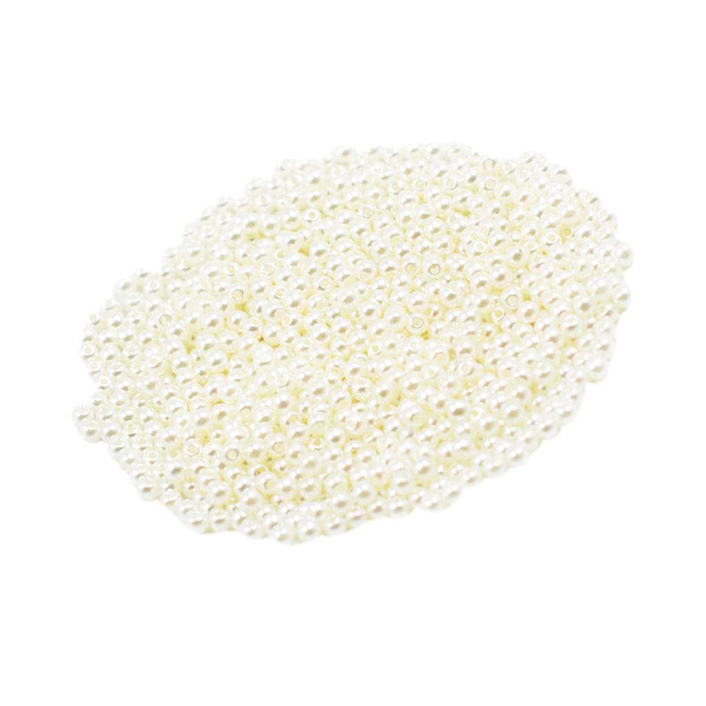 Round Plastic Pearl Spacer Loose Beads for DIY Craft Beige 1000 Pieces 3mm