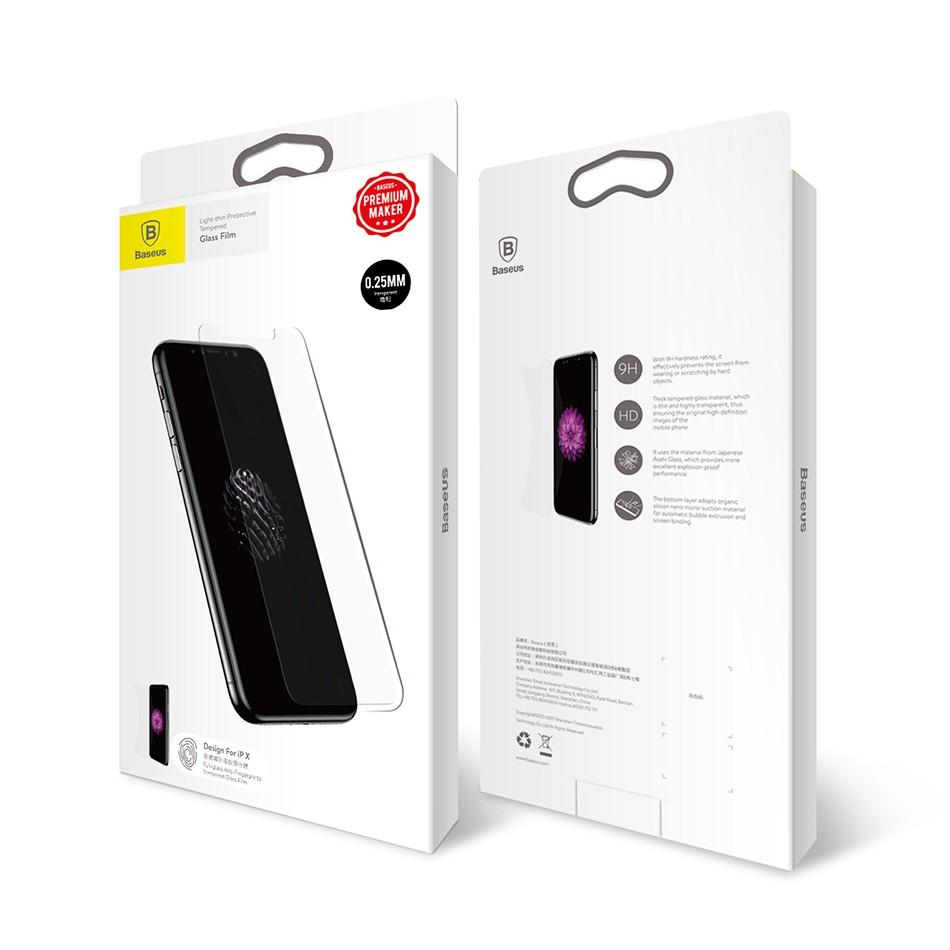 Kính cường lực dành cho iphone X chống bám vân tay 0.25mm chính hãng Baseus