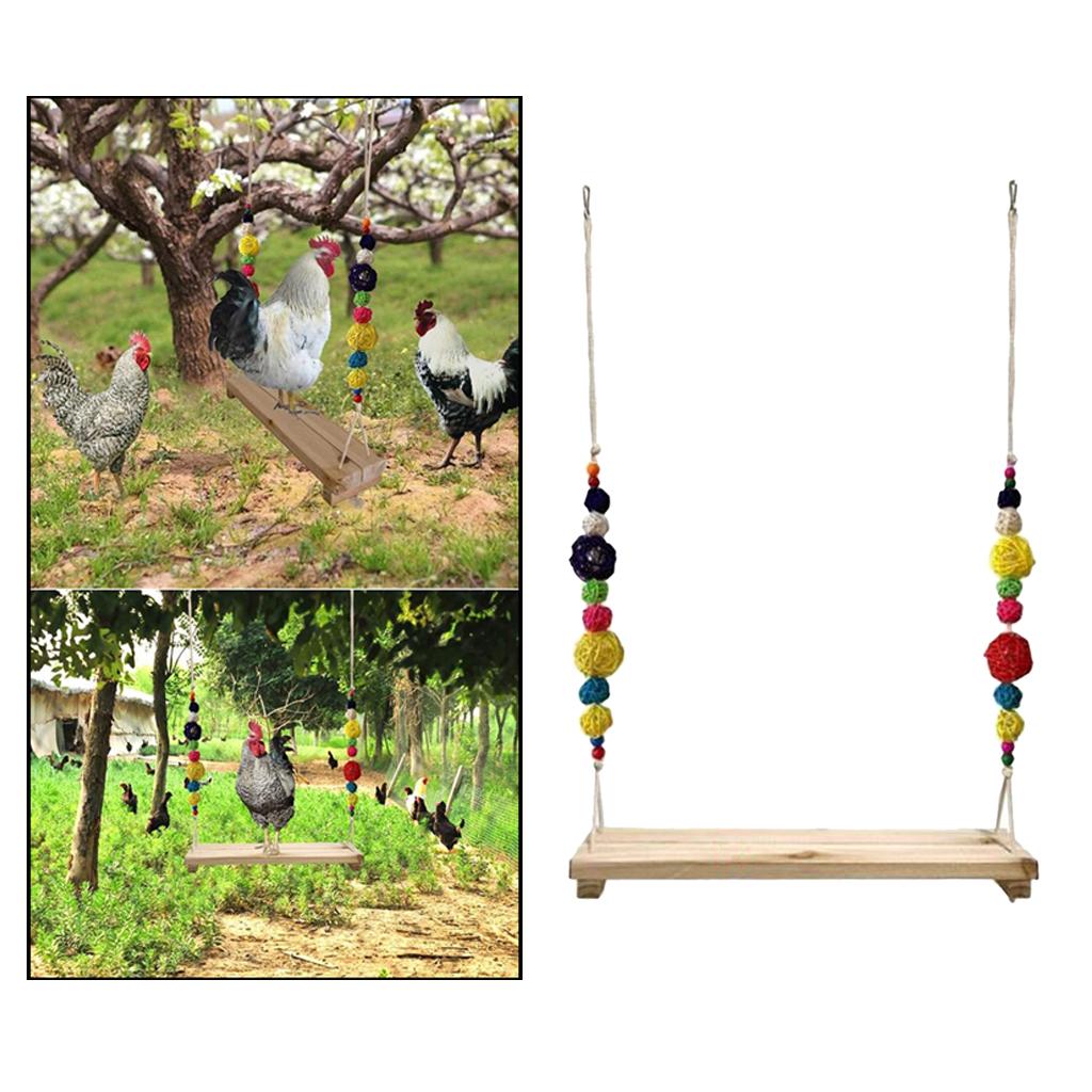 Pet Chicken Swing Toys Natural Wooden for Hens Large Bird Parrot Macaw Training