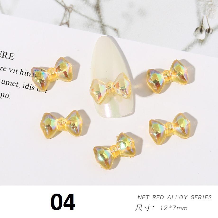 Charm nơ tráng gương cầu vòng đính móng BYH004