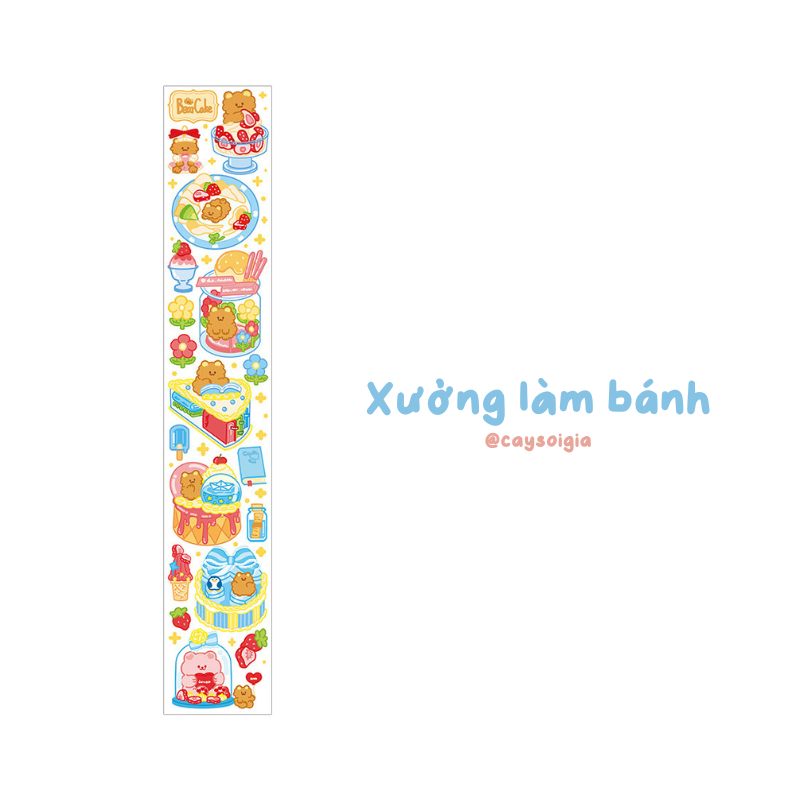 S62 - Dải sticker washi masking tape thế giới đồ ăn dễ thương Infeel.Me trang trí sổ bullet journal