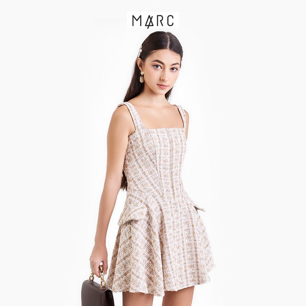 Đầm 2 dây nữ MARC FASHION chất tweed mini corset nhấn nắp túi FAVH090922