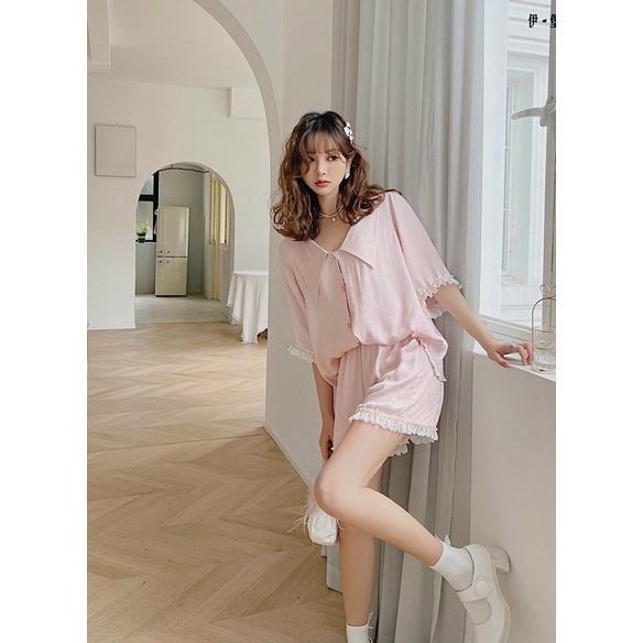 BỘ PIJAMA HỒNG DÁNG TIỂU THƯ XINH