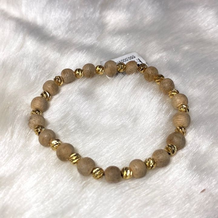 Vòng Tay Trầm 6ly Mix Hạt Bi 4ly Vàng Kim Mã