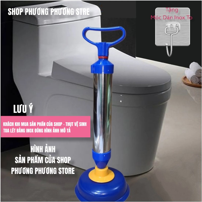 Dụng Cụ Cây Thông Tắc Bồn Cầu Inox - Tặng Móc Dán Inox To