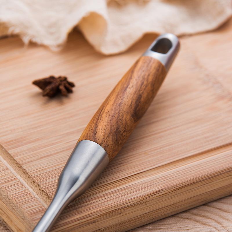 304 Thép Không Gỉ Tay Cầm Bằng Gỗ Lớn Chảo Chiên Rây Lọc Hộ Gia Đình Vật Dụng Nhà Bếp Nấu Canh Muỗng Dụng Cụ Nhà Bếp