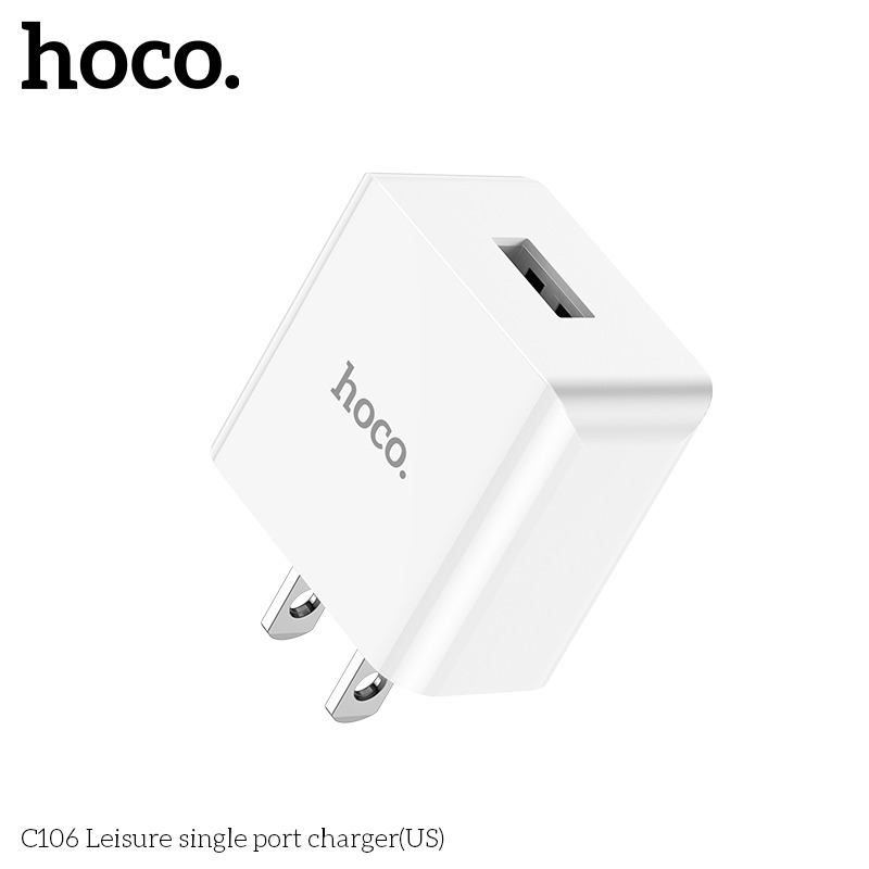 Hình ảnh Củ Sạc cho Iphone và Android 1 cổng USB Hoco. C106 sạc nhanh 2.1A-10.5W dòng điện ổn định, an toàn bảo vệ máy - Hàng Chính Hãng