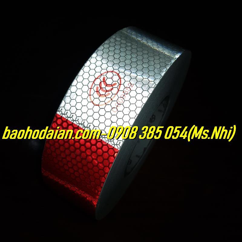 Băng keo phản quang 3M màu trắng đỏ -DÀI 50M- Ảnh Thật