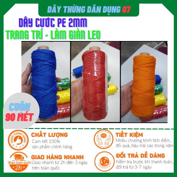 90 mét Dây thừng PE nhiều màu trang trí nhà cửa, làm đồ thủ công handmade,đan lưới, làm giàn leo bầu bí,các loại dây leo