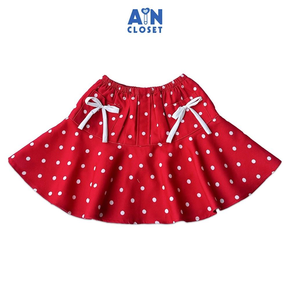 Chân váy Ngắn bé gái họa tiết Bi Đỏ Nhung text - AICDBGZESDY5 - AIN Closet