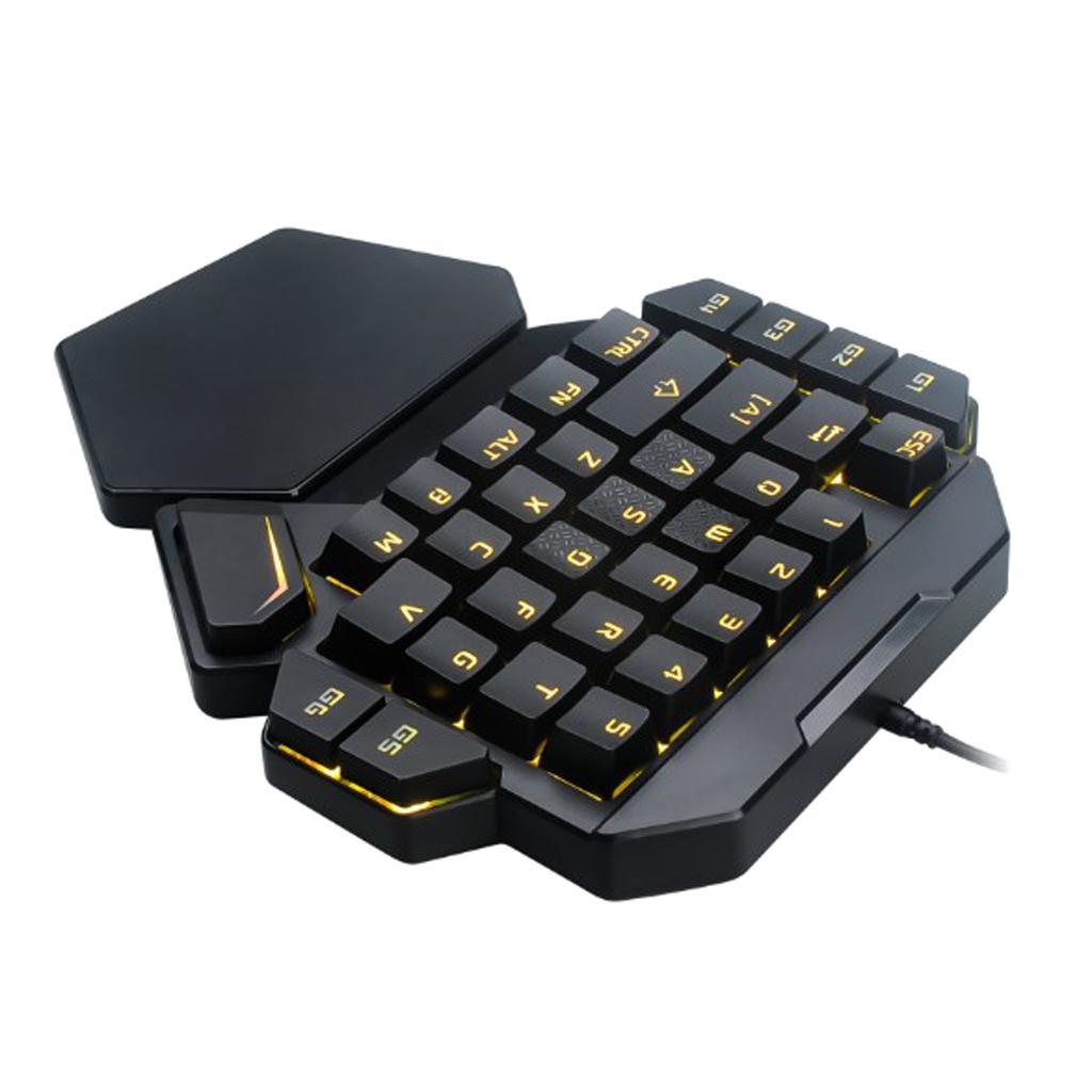LED Backlit Keyboard Left One Hand Game Keyboard Keypad 35 Keys for PC