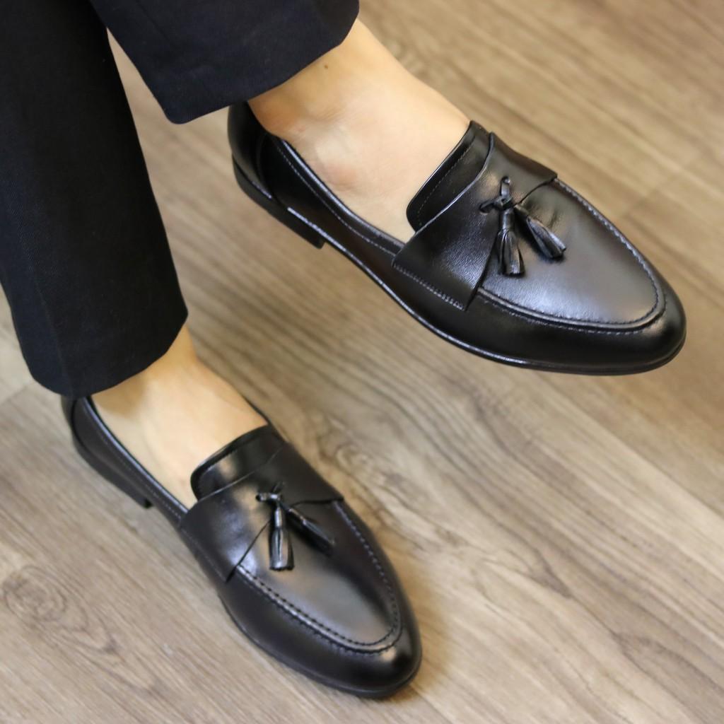 GIÀY LƯỜI NAM - CHẤT DA mềm ĐẾ KHÂU CHẮC CHẮN - MÃ X083 MÀU ĐEN, CÓ CHUÔNG