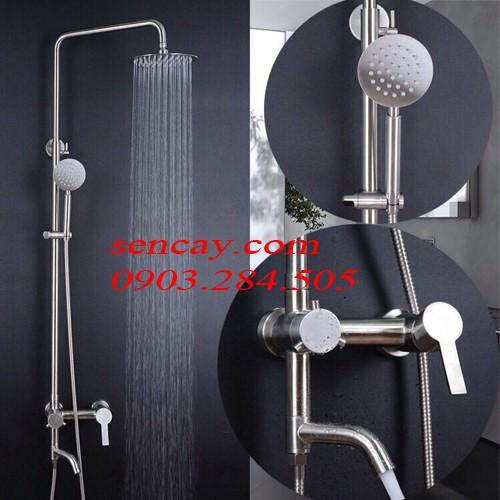 COMBO 2 bộ sen cây inox 304 + 2 Máng khăn tầng + 2 Lọc rác 12x12cm