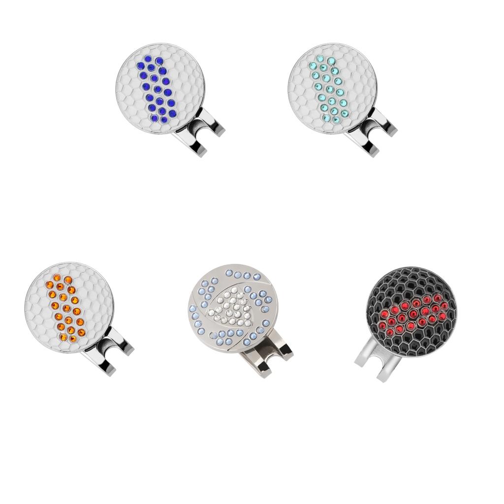 Golf Ball Marker Crystal Drill Cap Clip Marker for Golf Cap Visor White