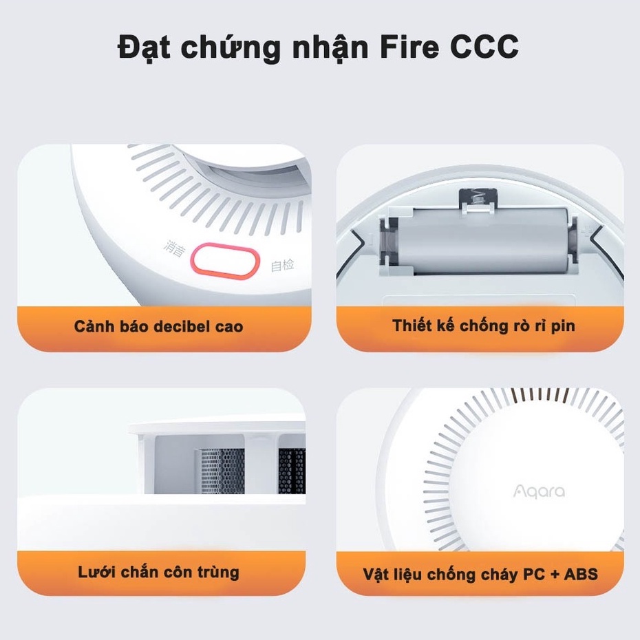 Cảm Biến Khói AQARA Zigbee 3.0 Bản Quốc Tế-Thiết Bị Cảnh Báo Cháy, Báo Khói, Có Còi Hú, Kết Nối Vào App Theo Dõi Từ Xa Hàng Chính Hãng BH 12 Tháng