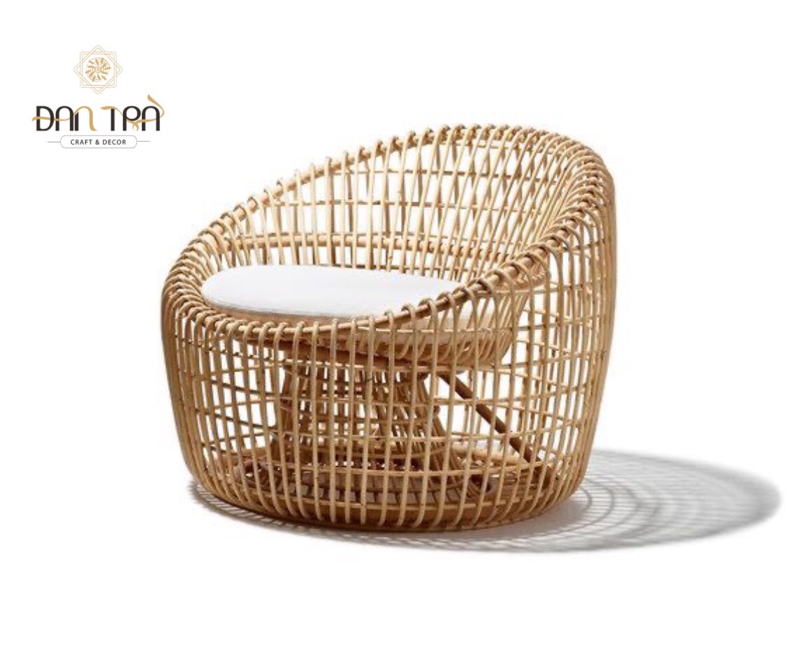 Ghế Mây Nest Dáng Trụ Tròn -Ghế Mây Thư Giãn Đọc Sách- Ghế Mây Decor Chụp Hình- Nội Thất Mây Tre Đan Trà