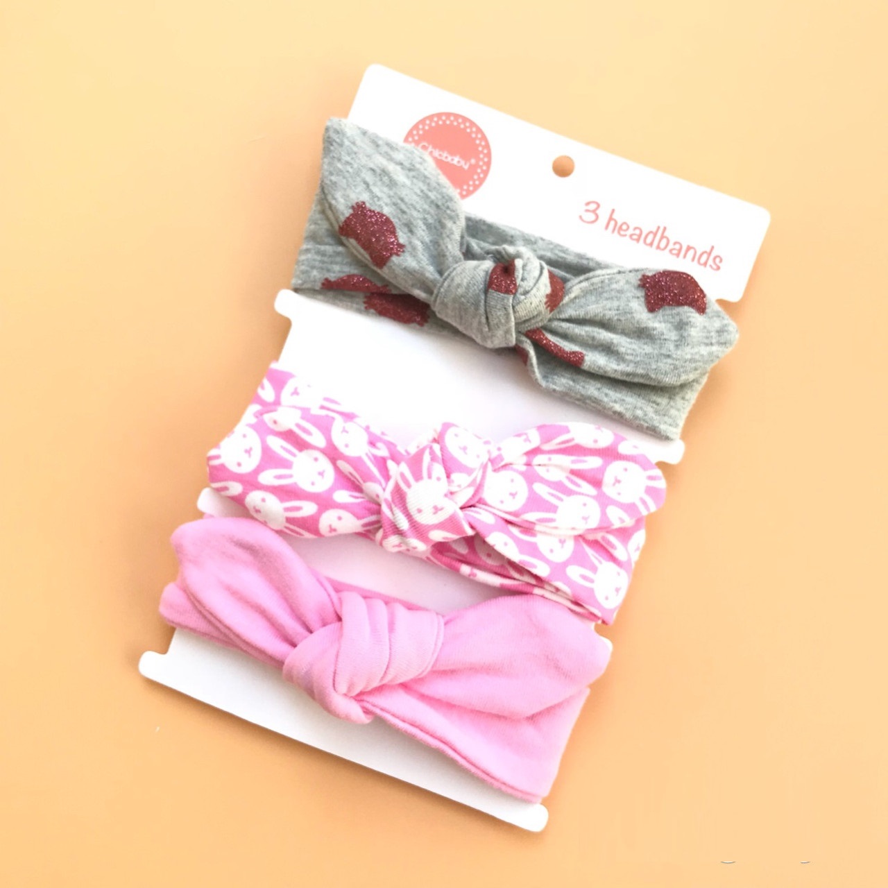 Set 3 Băng Đô Tai Thỏ Cotton Co Dãn Xinh Xắn Dành Cho Bé Gái (Giao màu ngẫu nhiên)