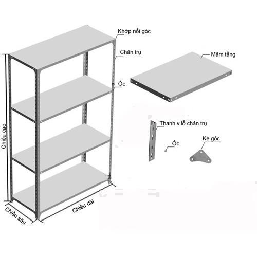 Kệ 3 tầng RxDxC 40 * 60 * 100