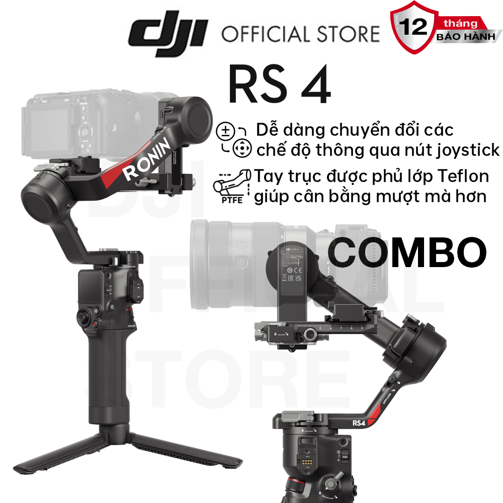 Gimbal máy ảnh DJI RS 4 chống rung cho camera DSLR và Mirrorless tải trọng đến 3kg, quay dọc linh hoạt (DJI RS 4) - Hàng chính hãng