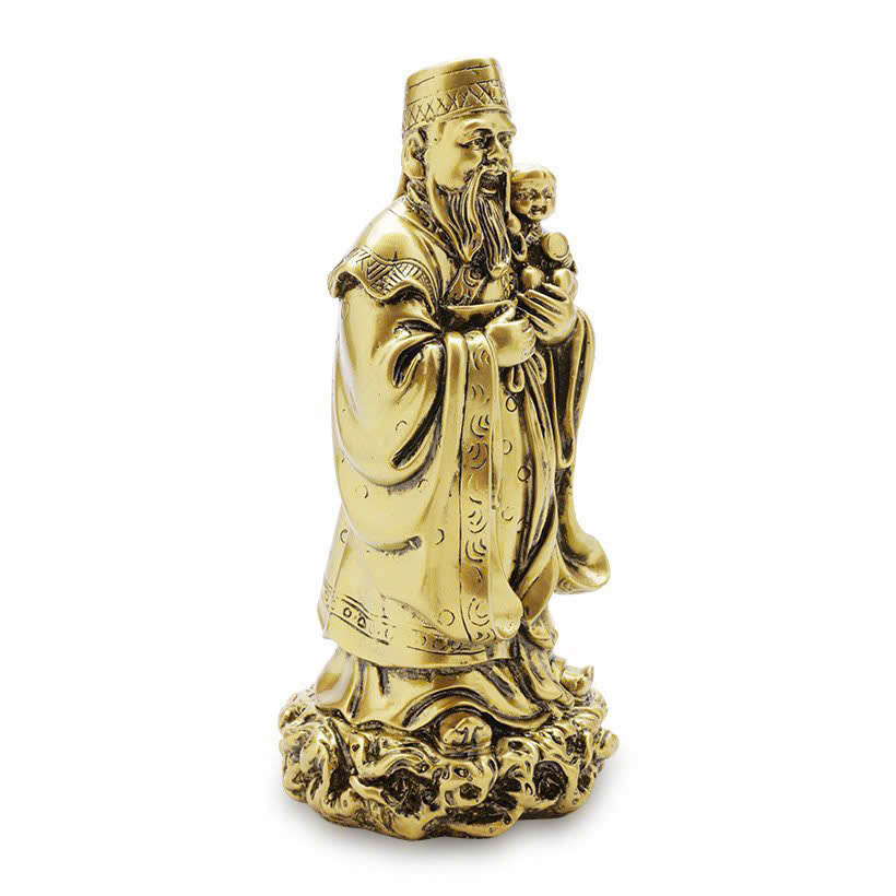Bộ tượng Phước Lộc Thọ CTT2 size trung 9 x 9.7 x 19cm mạ vàng hoặc màu xanh chọn màu