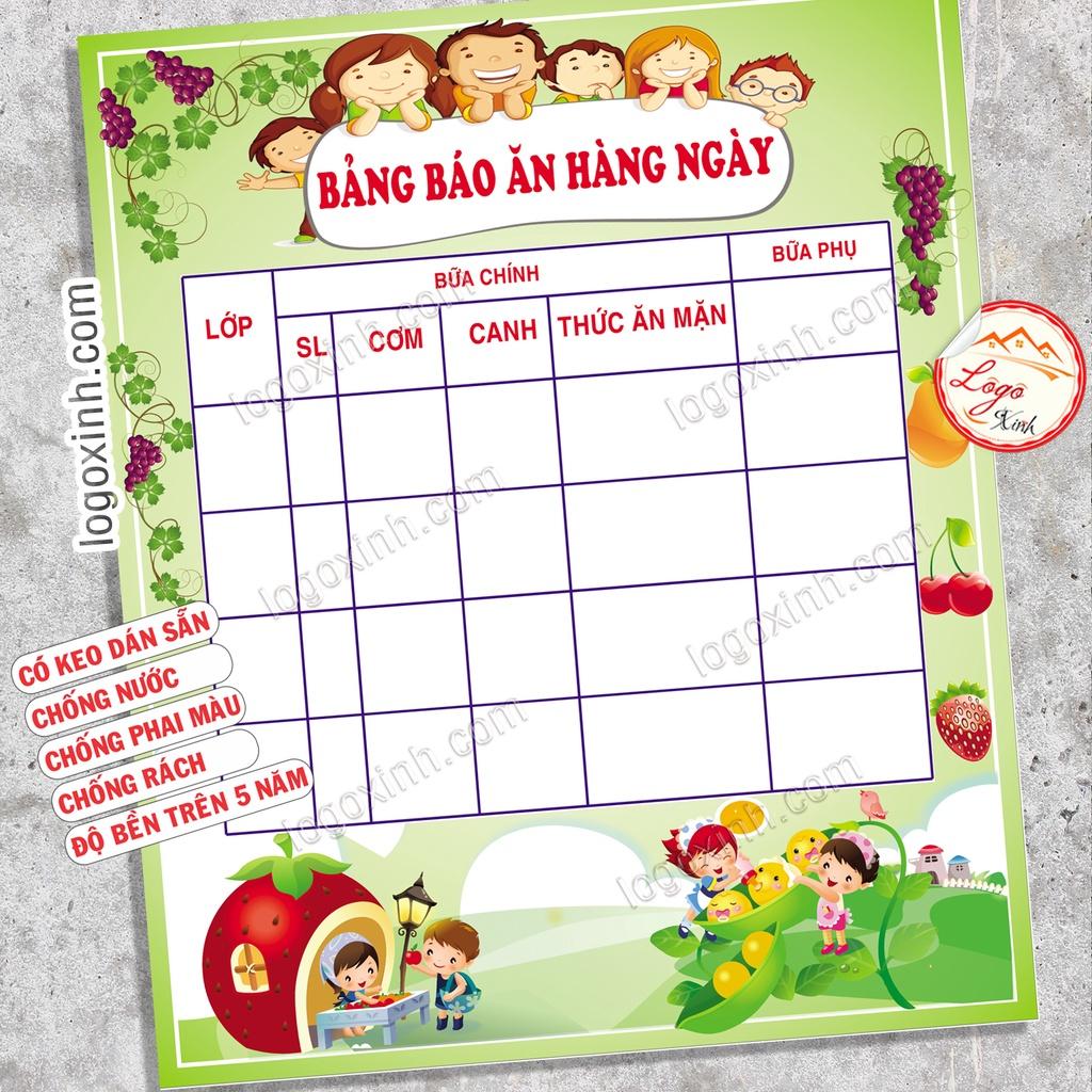 TEM STICKER BẢNG BÁO ĂN HÀNG NGÀY DÙNG CHO BẾP ĂN,KHU VỰC NHÀ BẾP BÁN TRÚ TRƯỜNG HỌC, CƠ QUAN, CÔNG TY, BẢNG BÁO SUẤT ĂN