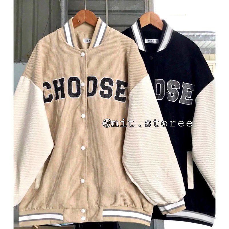 Áo Khoác Bomber Choose Chất Nỉ Nhung Phối Tay 2 Màu Siêu Hot Hi