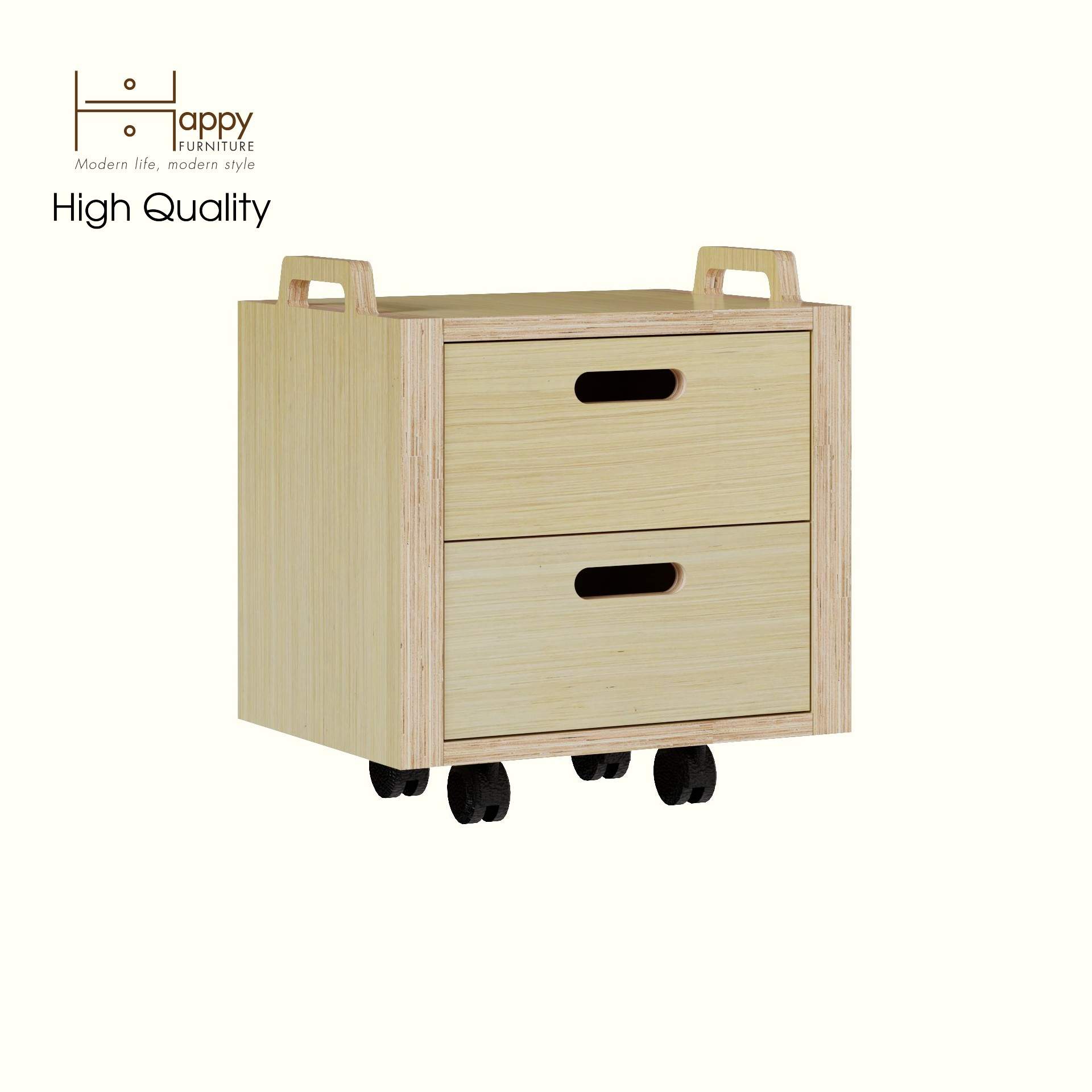 HAPPY FURNITURE , Gỗ tự nhiên , Thùng lưu trữ 2 ngăn kéo gỗ Plywood - GAMOR , TLT_032 , 40cm x 30cm x 44cm DxRxC