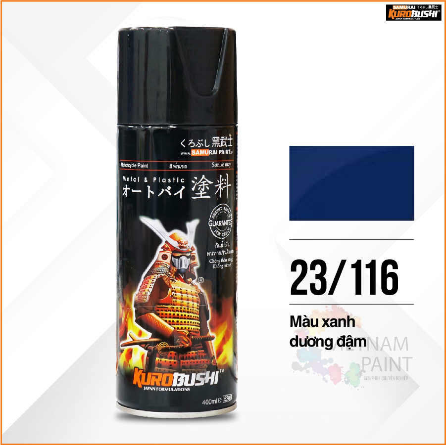 COMBO Sơn Samurai màu 116 gồm 4 chai đủ quy trình độ bền cao (Lót – Nền 102 - Màu 116 - Bóng)