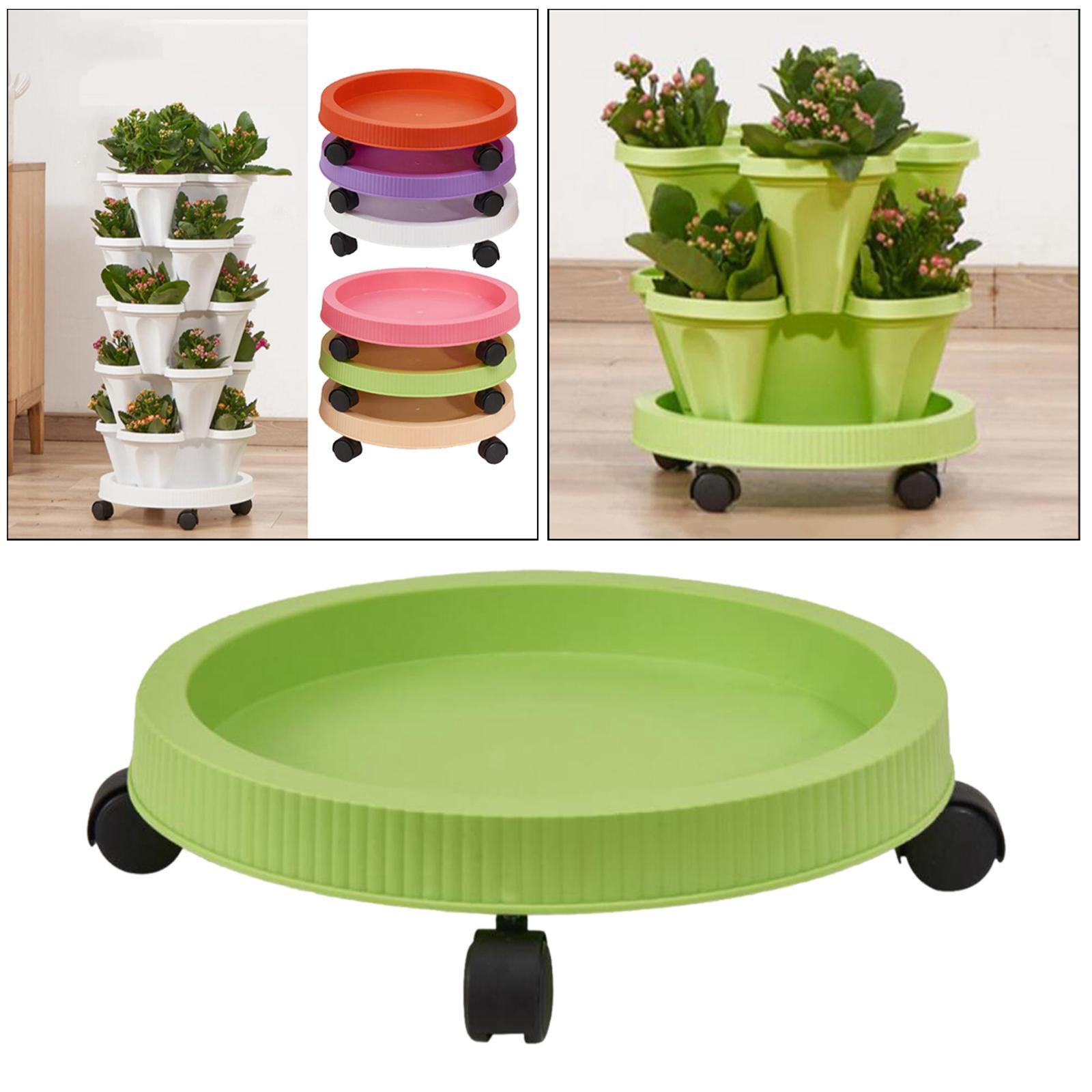 Rolling Flower Pot Tray with Wheels Plant Saucer Potted Flower