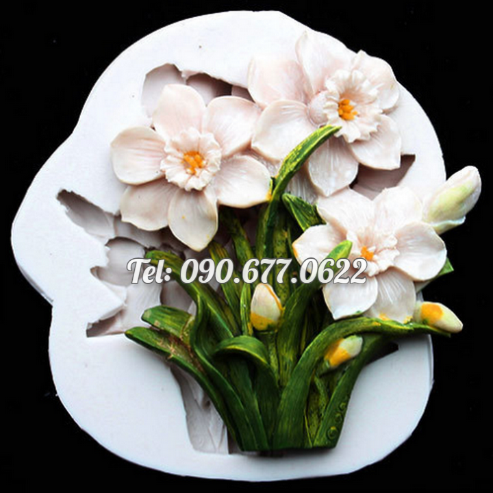 Khuôn silicone làm rau câu cành hoa thủy tiên loại 10 cm - Mã số 1484