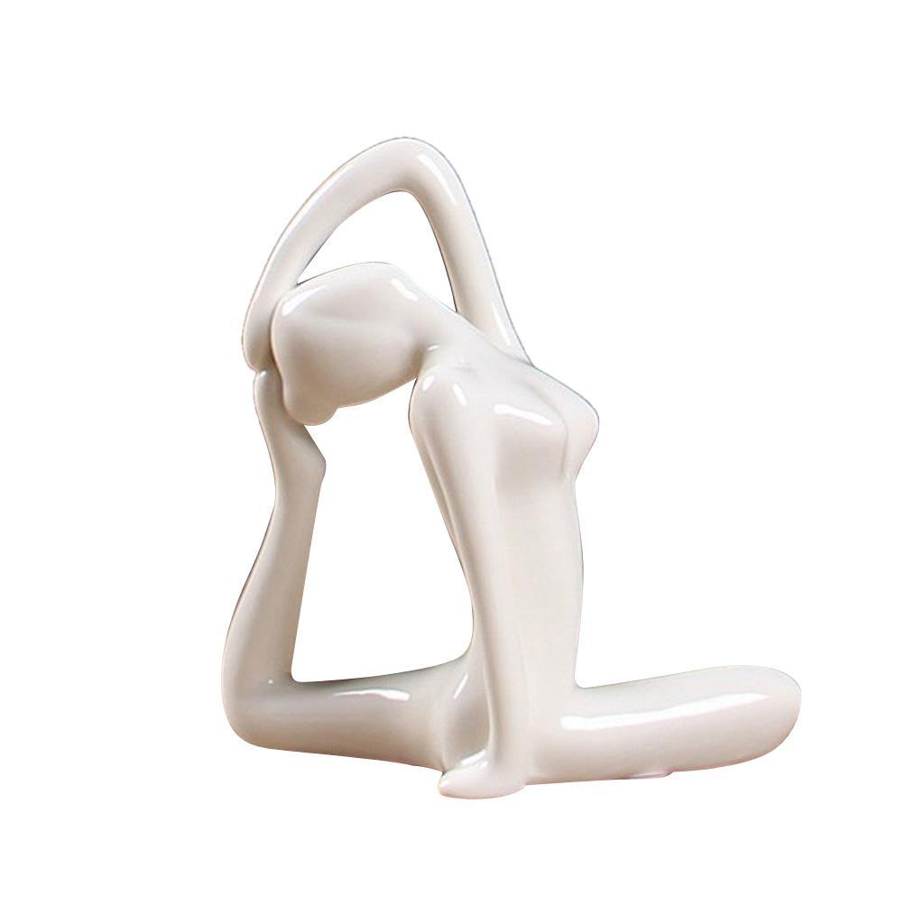 2 Pcs Ceramic Yoga Figure Ornament Statue Sculpture Garden Desk Decor