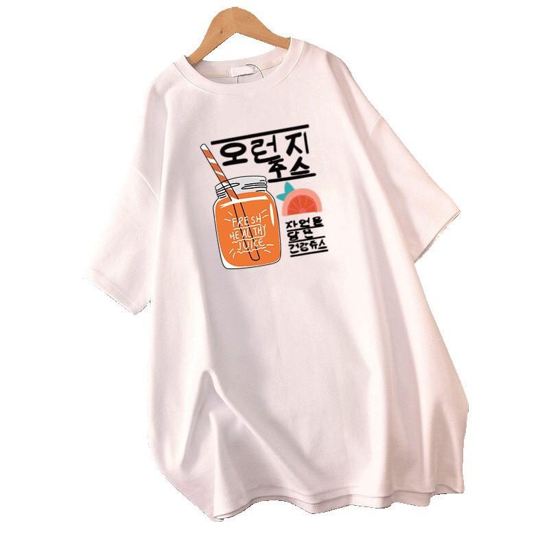 Áo Thun Unisex Nữ Màu Vàng In Ly Nước Cam ATN6289