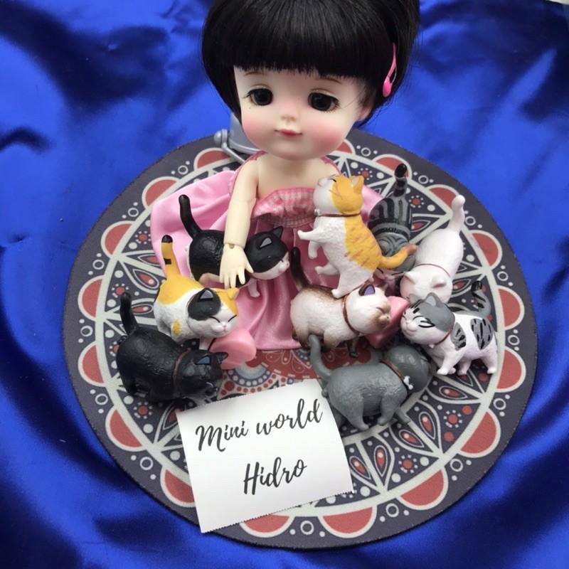 Combo mô hình bé mèo hoàng thượng tí hon mini cute mặt đánh yêu dành cho trang trí nhà búp bê Bb bjd tỉ lệ 1/8