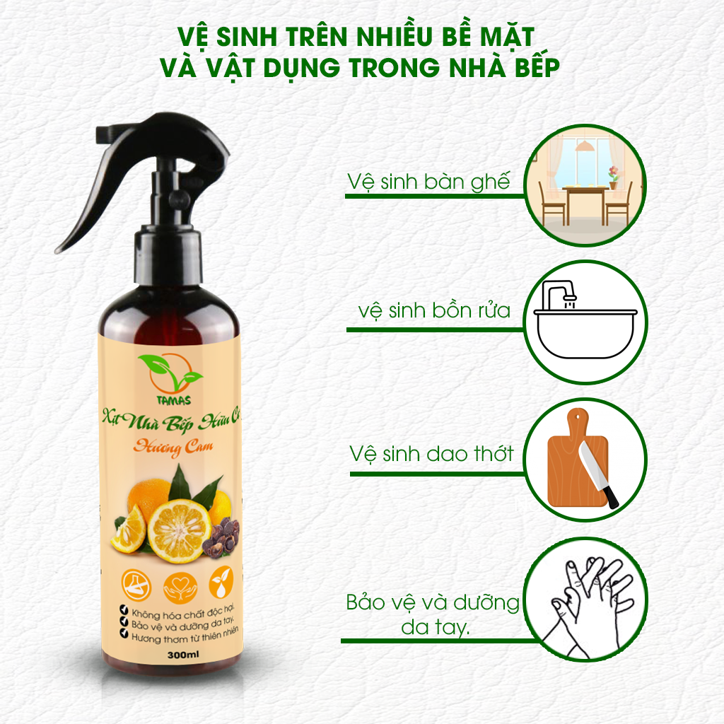 Xịt bếp đa năng hữu cơ bồ hòn hương cam chai 300ml-500ml, nước lau bếp từ giúp làm sạch, khử mùi, khử khuẩn dụng cụ, bếp từ, bếp ga