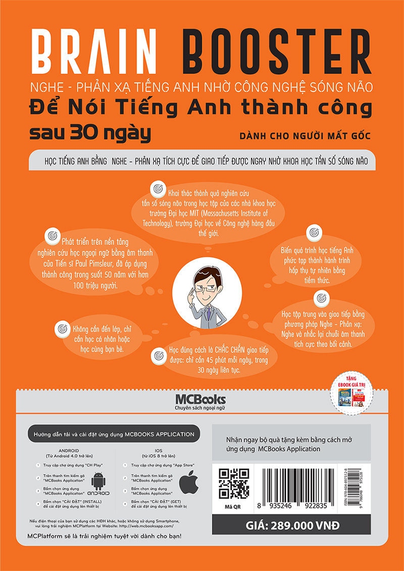 Brain Booster - Nghe Phản Xạ Tiếng Anh Nhờ Công Nghệ Sóng Não - Dành Cho Người Mất Gốc (Học Kèm App MCBooks Application) (Tặng Ebooka Giá Trị)