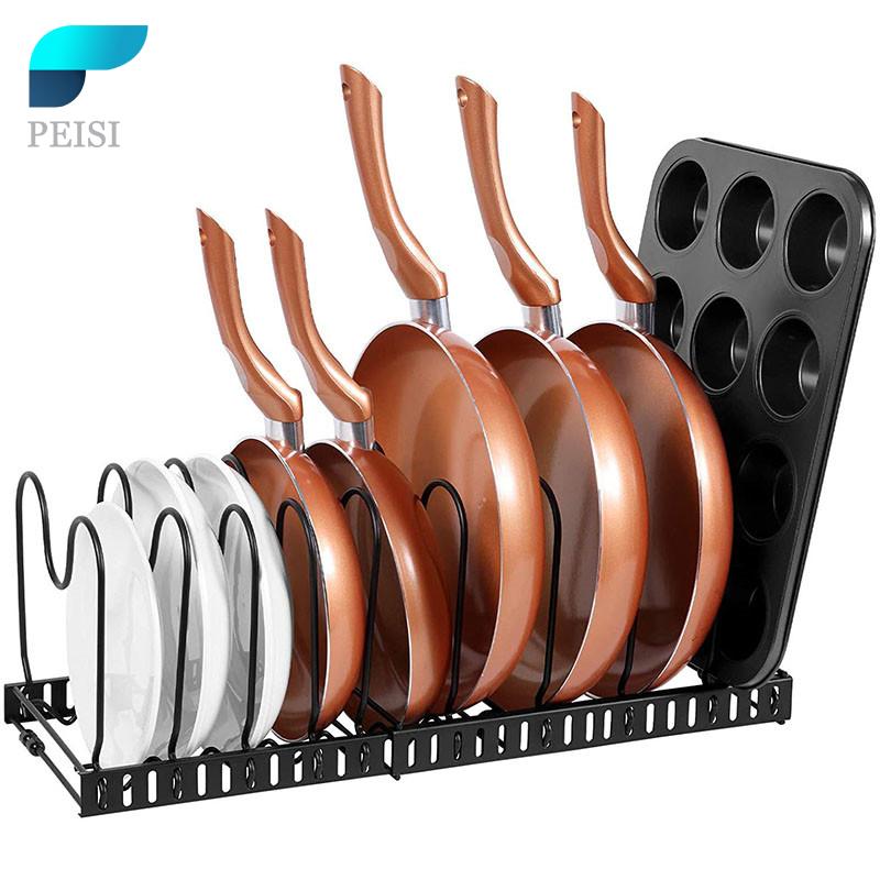 PEISI Nồi Giá Nồi Và Chảo Nhà Tổ Chức Cho Tủ Bếp Giá Đỡ Chảo Nồi Nắp Gác 10 Ngăn Chia Phụ Kiện Nhà Bếp bộ